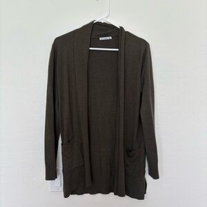 Pink Clover Dark Brown Open Front Cardigan